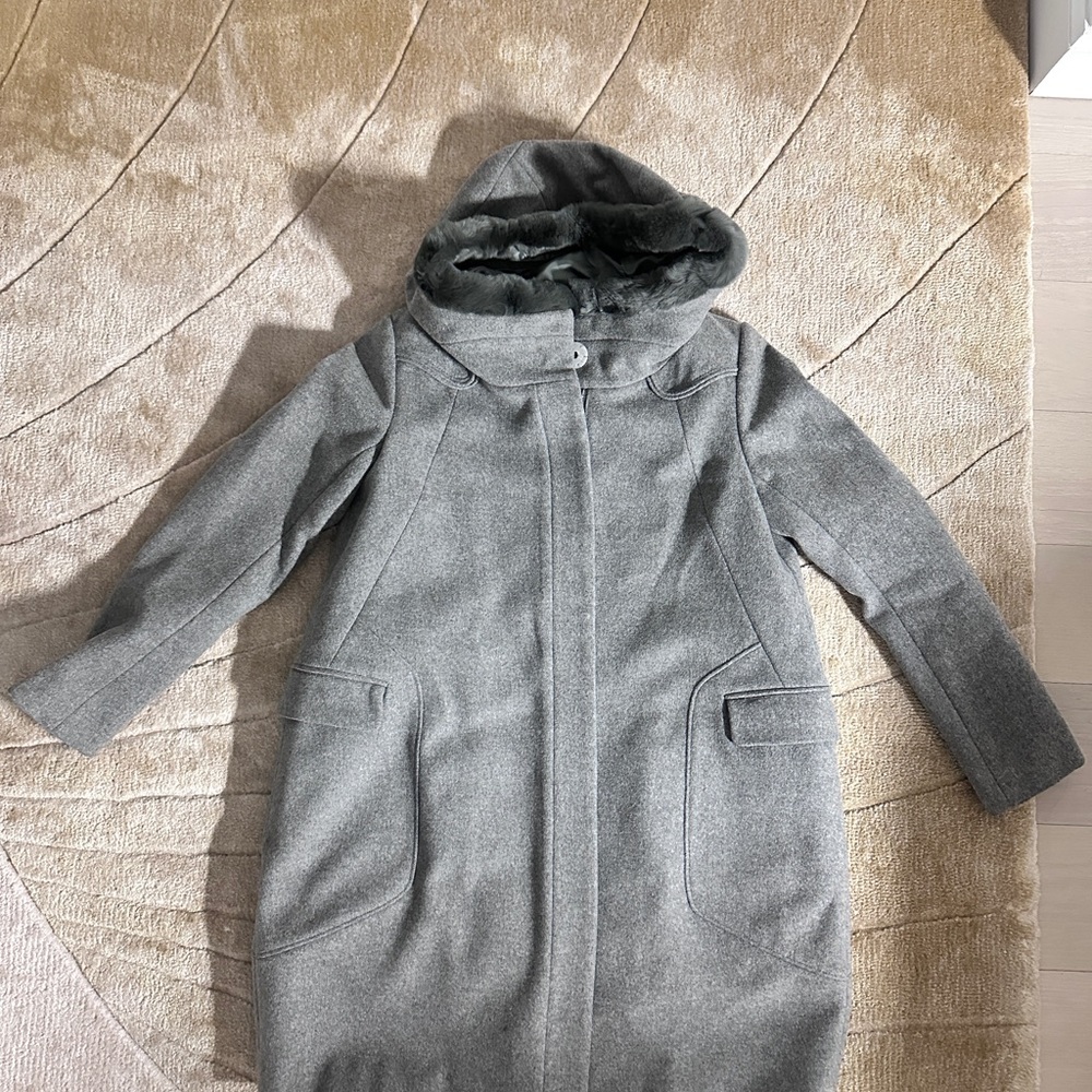 Gray Hooded wool Coat